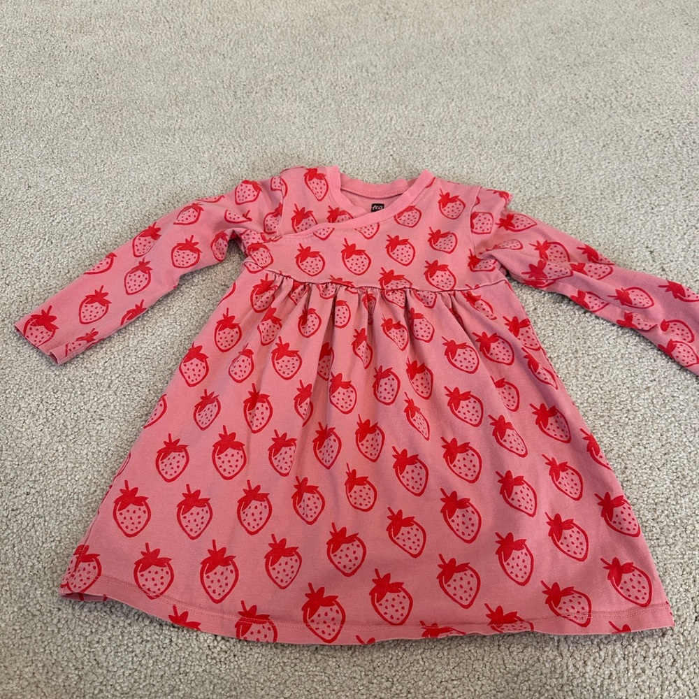 Strawberry Print Pink Kids Dress